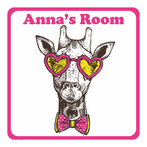 Personalised Cool Giraffe Kids Bedroom Door Sign - Unique Gift