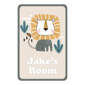 Personalised Cute Lion Kids Bedroom Door Sign - Unique Gift