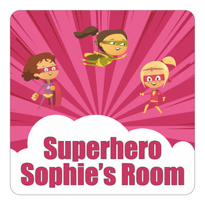 Personalised Superhero Girls Kids Bedroom Door Sign - Unique Gift