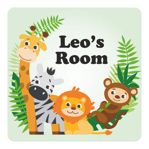 Personalised Giraffe Zebra Lion & Monkey Kids Bedroom Door Sign - Unique Gift