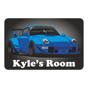 Blue Sports Car Bedroom Door Sign  - Unique Gift