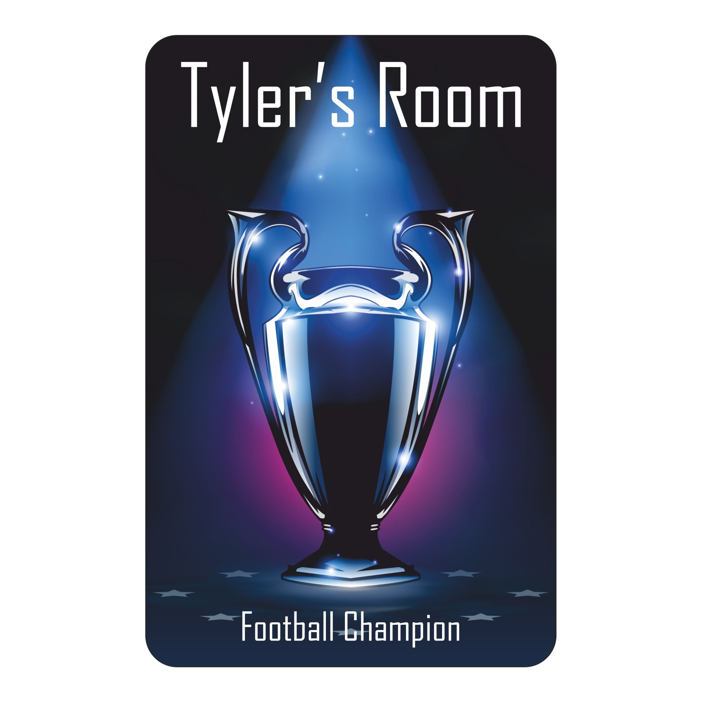 Personalised Football Champion Trophy Kids Bedroom Door Sign - Unique Gift