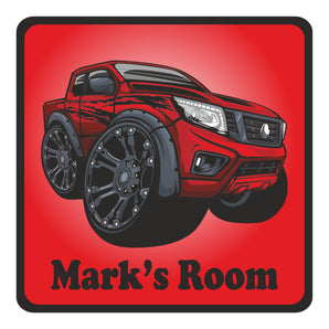 Personalised Red 4x4 Off Road Car Kids Bedroom Door Sign - Unique Gift