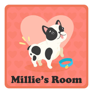 Personalised French Bulldog Love Hearts Kids Bedroom Door Sign - Unique Gift