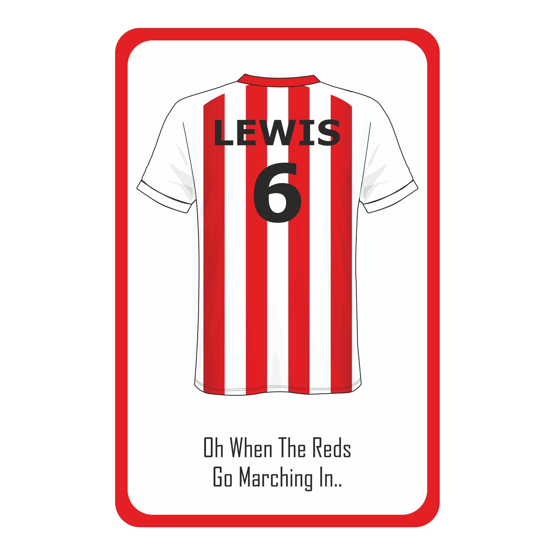 Personalised Red and White Striped Football Shirt Kids Bedroom Door Sign - Unique Gift