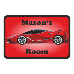 Personalised Red Supercar Kids Bedroom Door Sign - Unique Gift