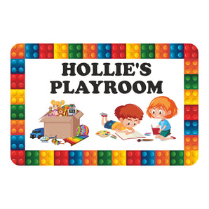 Personalised Kids Playroom Building Bricks - Kids Bedroom Door Sign - Unique Gift