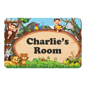 Personalised Forest Zoo Kids Bedroom Door Sign - Unique Gift