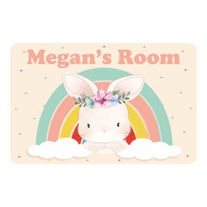 Personalised Bunny Kids Bedroom Door Sign - Unique Gift