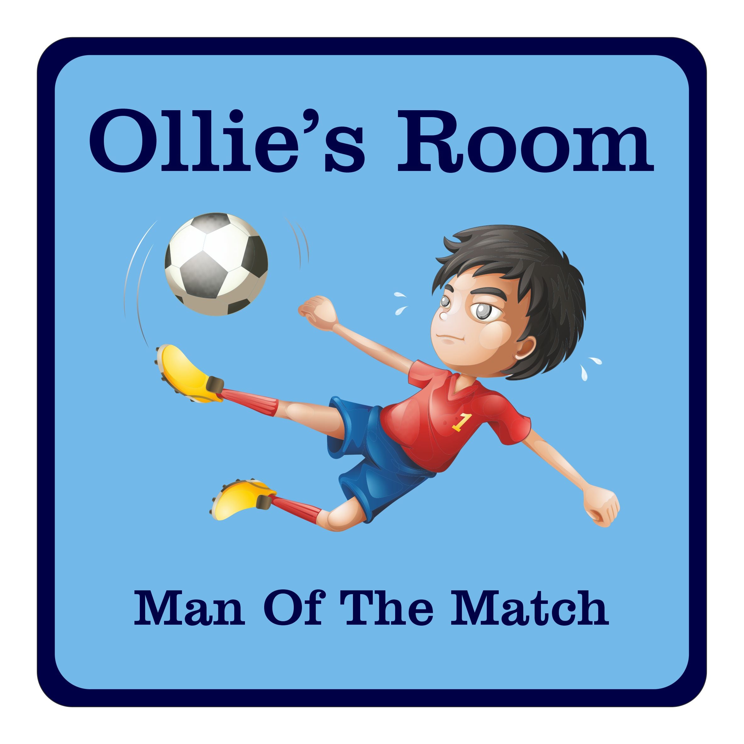 Personalised Man Of The Match Football Kids Bedroom Door Sign - Unique Gift