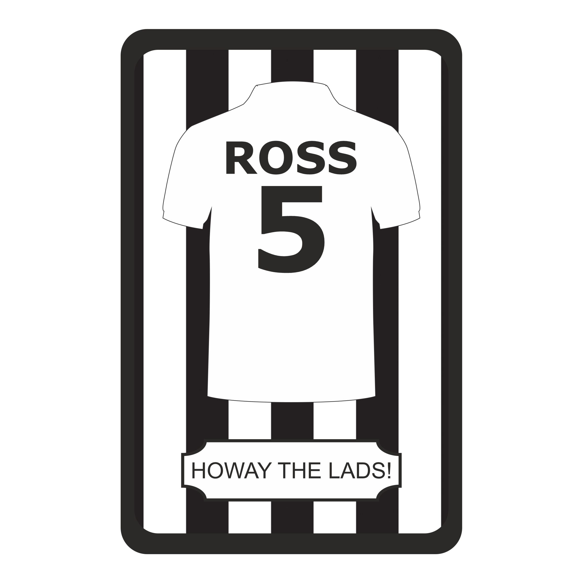 Personalised Black And White Stripe Football Shirt Design Kids Bedroom Door Sign - Unique Gift
