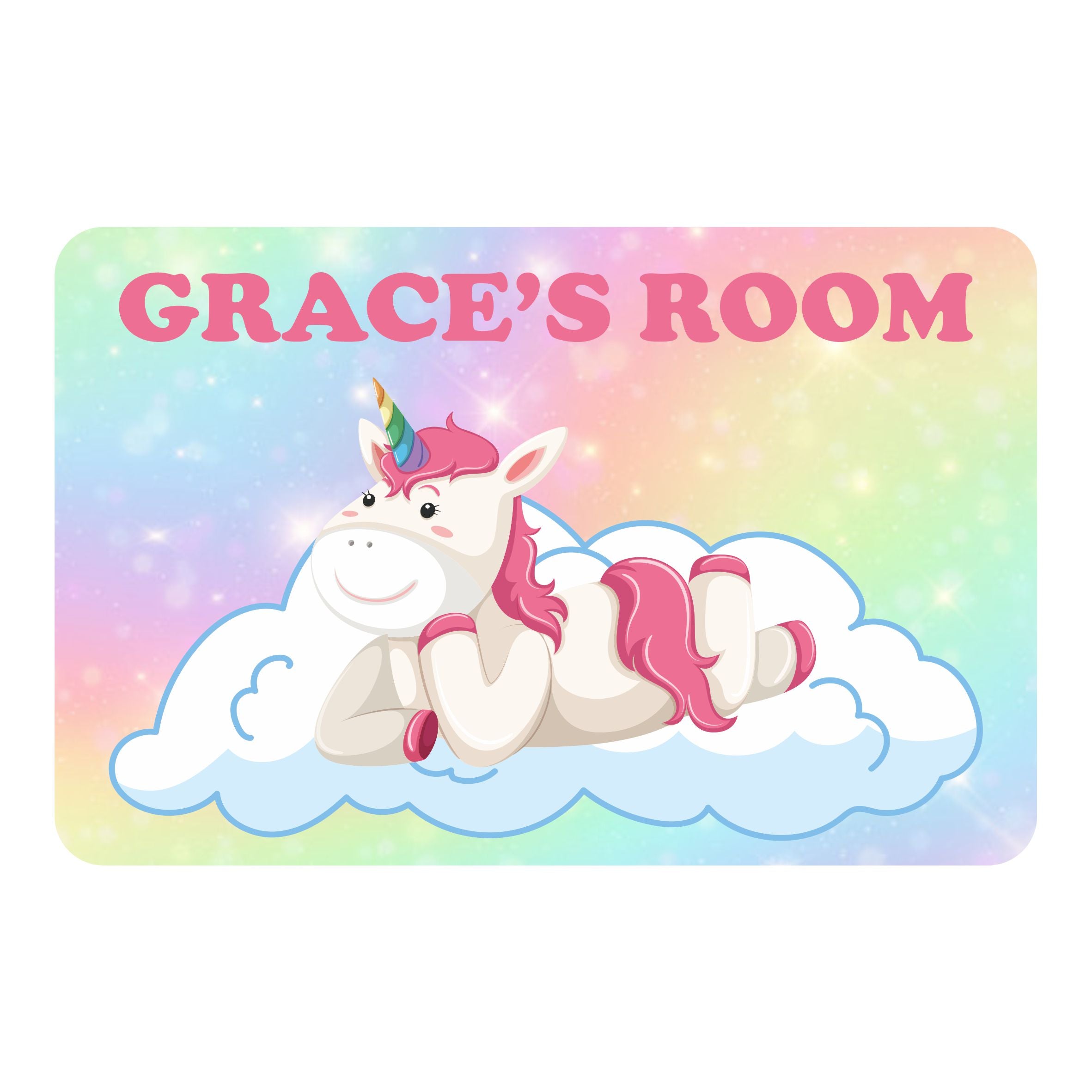 Personalised Unicorn Lay On A Cloud Kids Bedroom Door Sign - Unique Gift