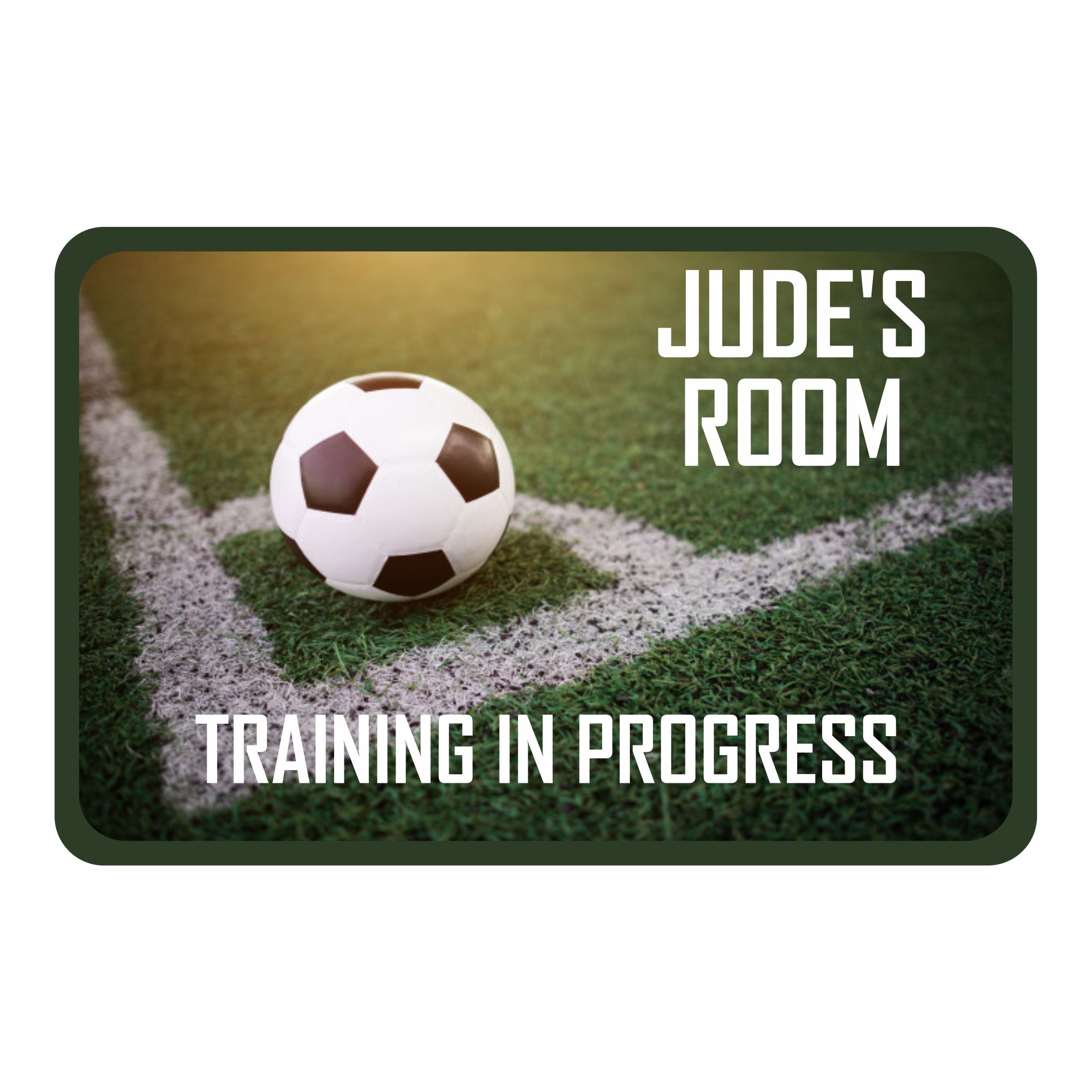 Personalised Training In Progress Football Design Kids Bedroom Door Sign - Unique Gift