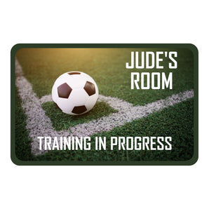 Personalised Training In Progress Football Design Kids Bedroom Door Sign - Unique Gift