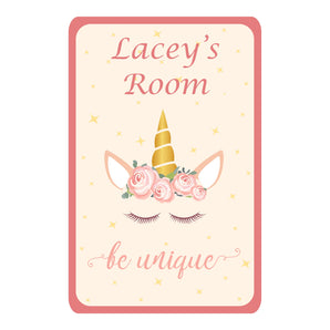 Personalised Unicorn Head Band Kids Bedroom Door Sign - Unique Gift