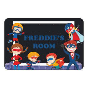 Personalised Superhero Gang Kids Bedroom Door Sign - Unique Gift