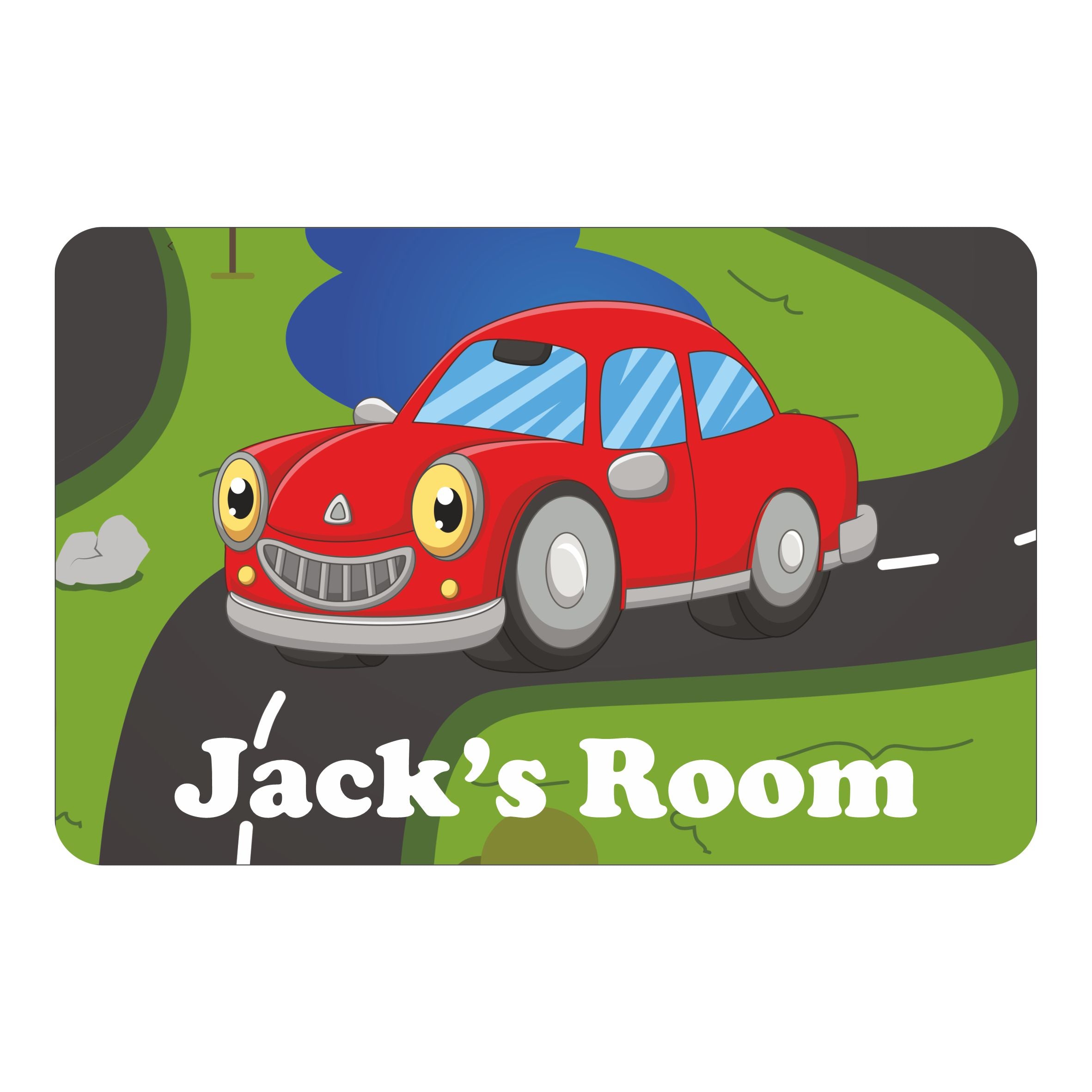 Personalised Little Red Car Kids Bedroom Door Sign - Unique Gift