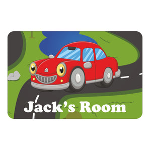 Personalised Little Red Car Kids Bedroom Door Sign - Unique Gift