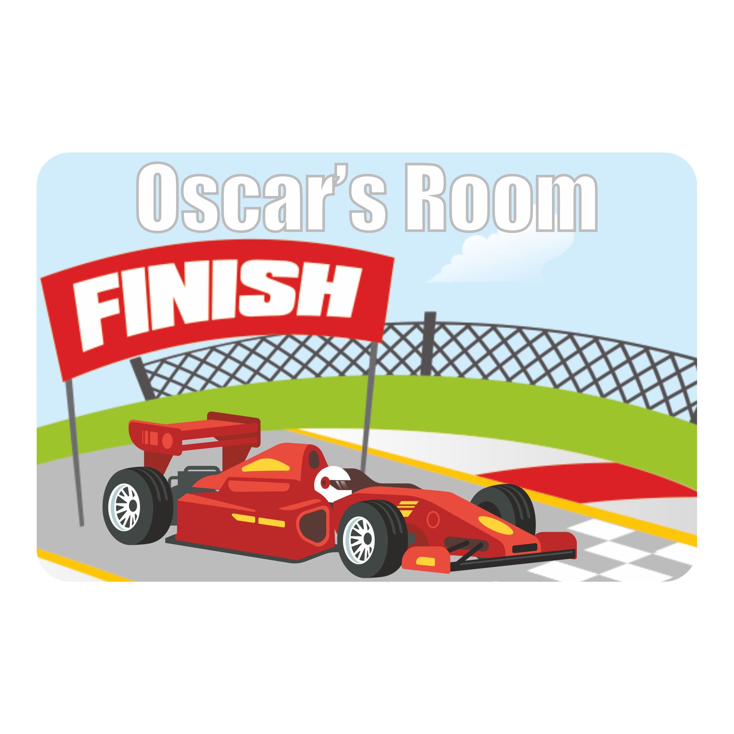 Personalised Racing Car Kids Bedroom Door Sign - Unique Gift