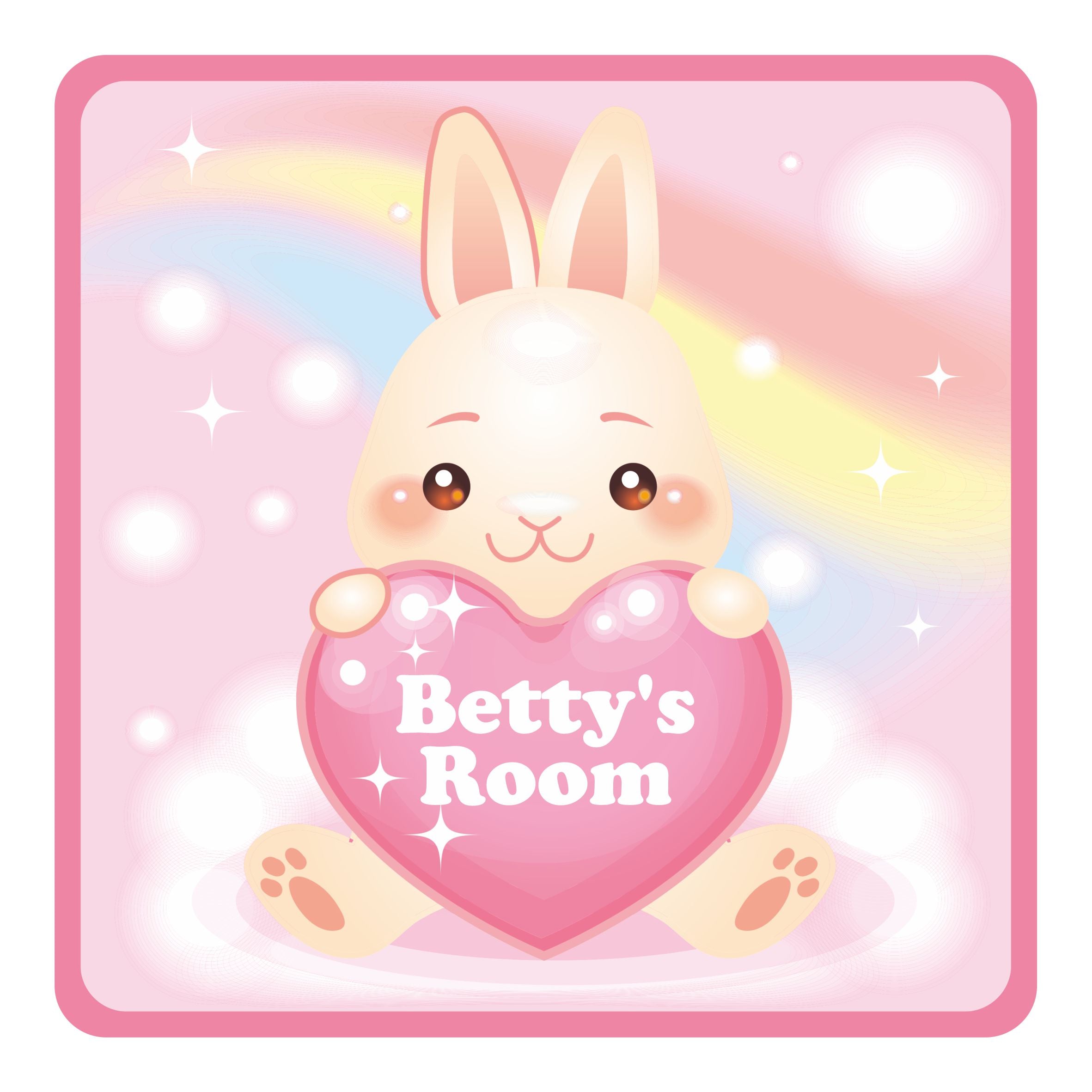 Personalised Bunny and Heart Kids Bedroom Door Sign - Unique Gift