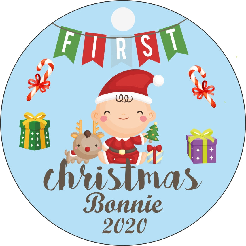 First Christmas Personalised Bauble - Babies First Christmas Baubles printed with Any Name - Ideal as a Gift Tag