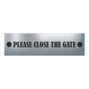 ANY TEXT - Aluminium Sign Personalised With Your Text - Example PLEASE CLOSE THE GATE ( 5.5cm x 20cm )