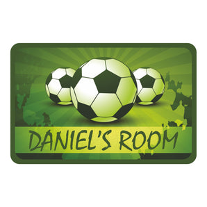 Personalised 3 Footballs Kids Bedroom Door Sign - Unique Gift