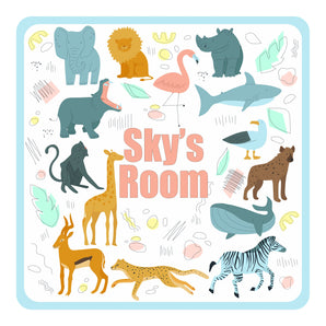 Personalised African Zoo Animals Kids Bedroom Door Sign - Unique Gift