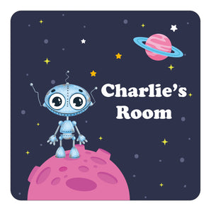 Personalised Alien On A Planet Kids Bedroom Door Sign  - Unique Gift