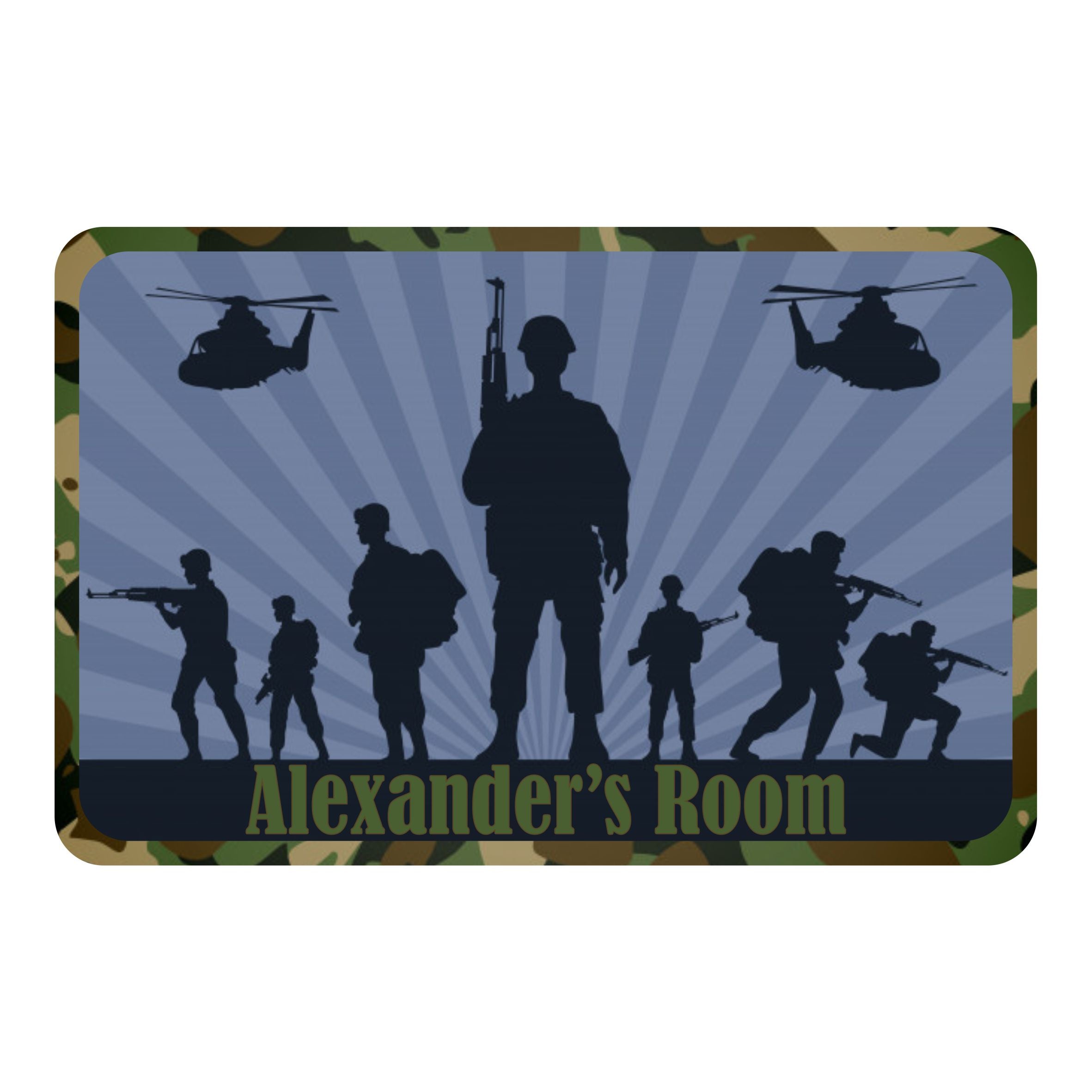 Personalised Army Theme Kids Bedroom Door Sign - Unique Gift