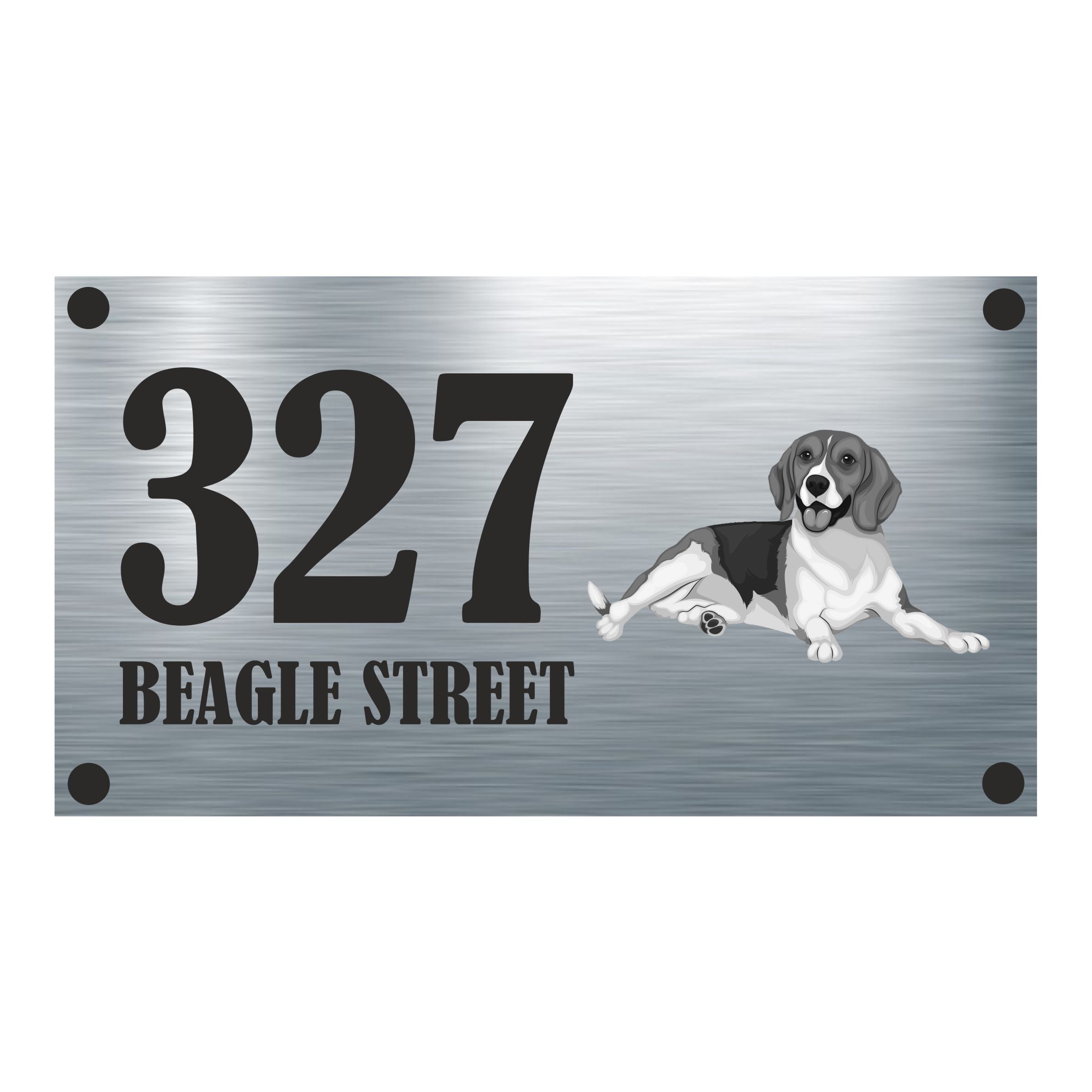 Dog Collection - Beagle Aluminium House Sign - Personalised