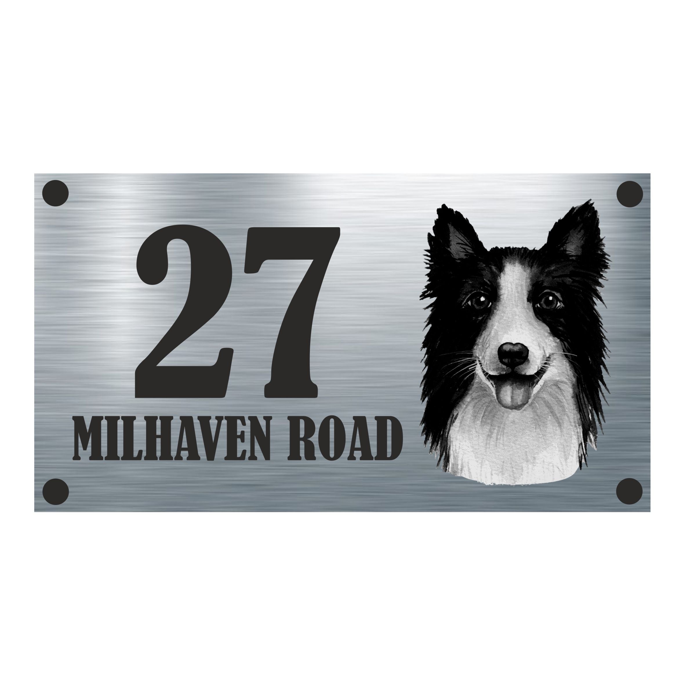 Dog Collection - Border Collie Aluminium House Sign - Personalised