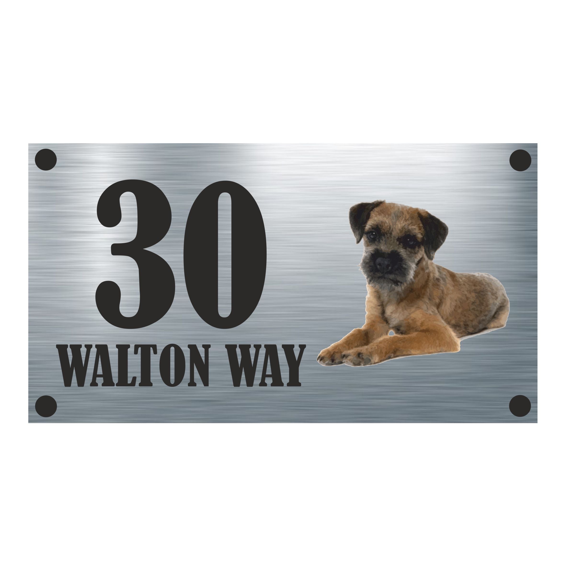 Dog Collection - Border Terrier Aluminium House Sign - Personalised
