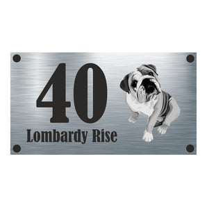 Dog Collection - British Bulldog Aluminium House Sign - Personalised