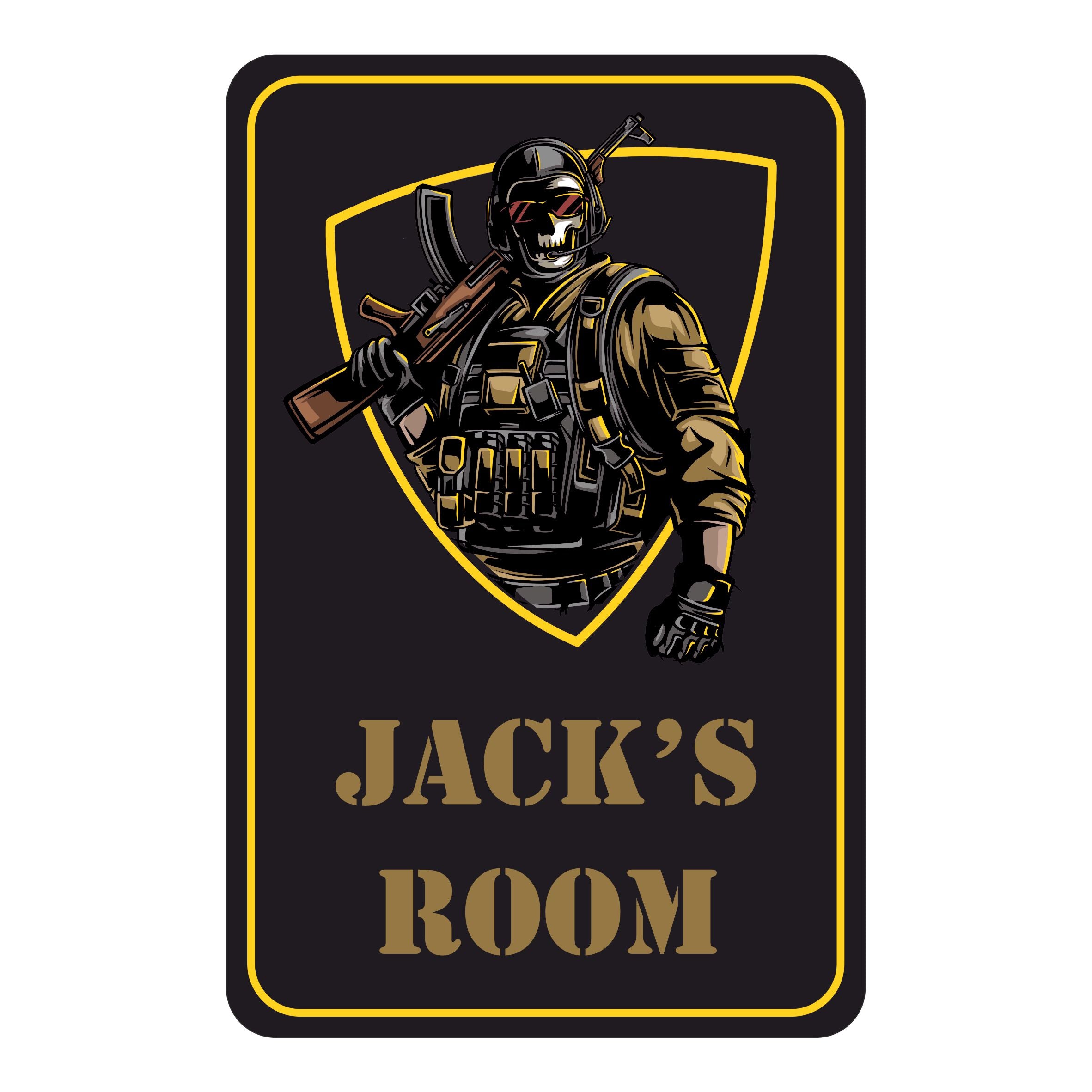 Personalised Black Army Gaming Kids Bedroom Door Sign - Unique Gift