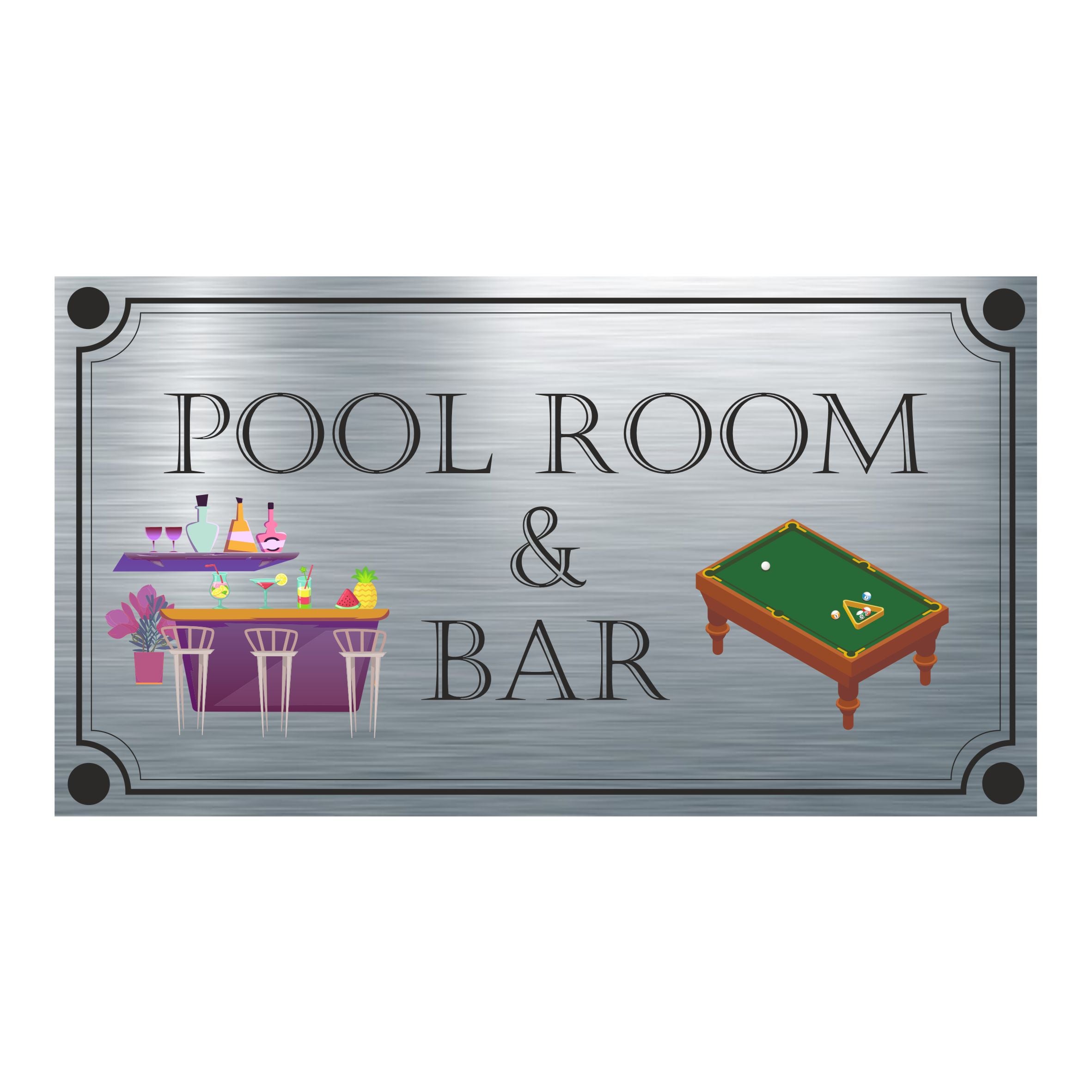 FUN - Pool Room & Bar Aluminium Plaque ( 11cm x 20cm )