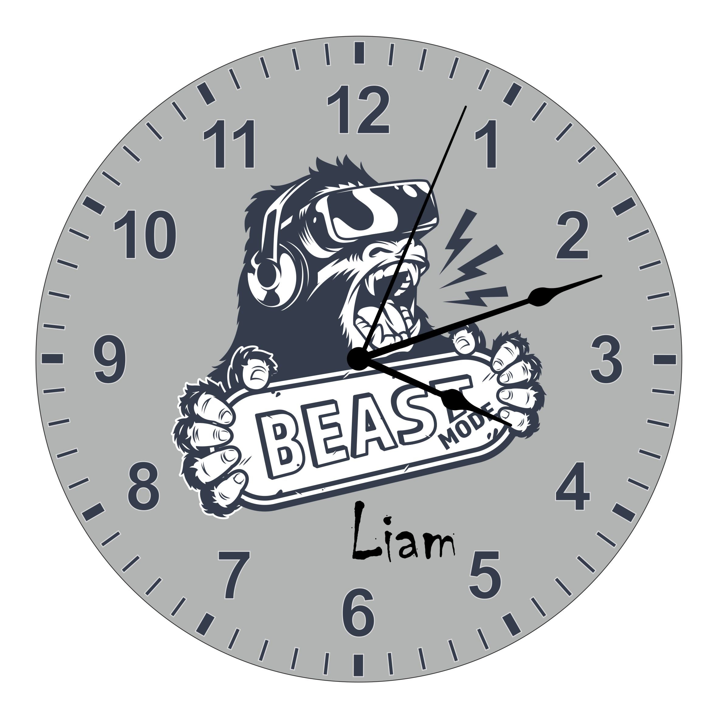 Gaming Beast Mode Kids Silent Clock - Bespoke Personalised Special Gift
