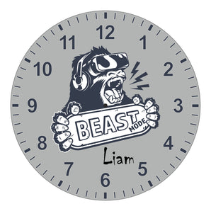 Gaming Beast Mode Kids Silent Clock - Bespoke Personalised Special Gift