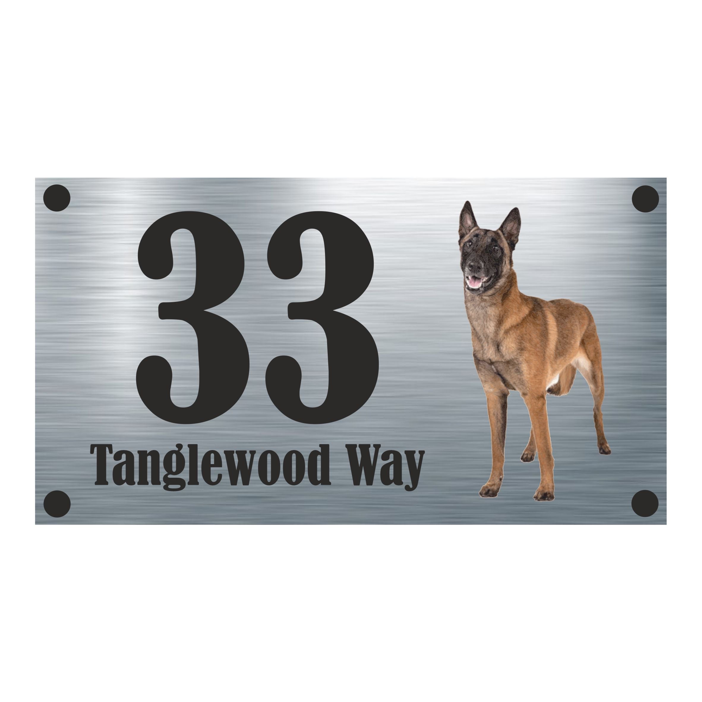 Dog Collection - Belgian Shepherd Dog Aluminium House Sign - Personalised