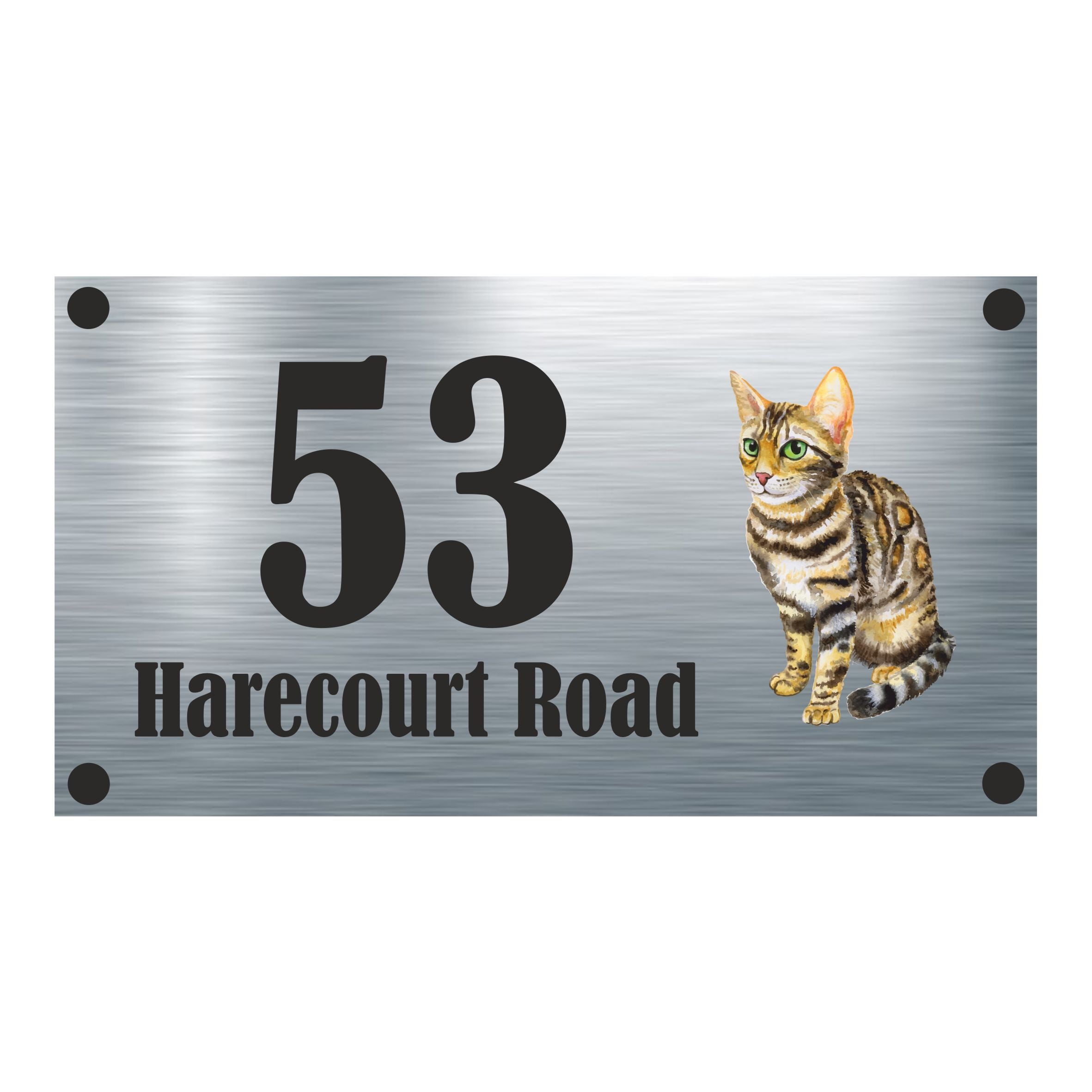 Cat Collection - Bengal Cat Aluminium House Sign - Personalised