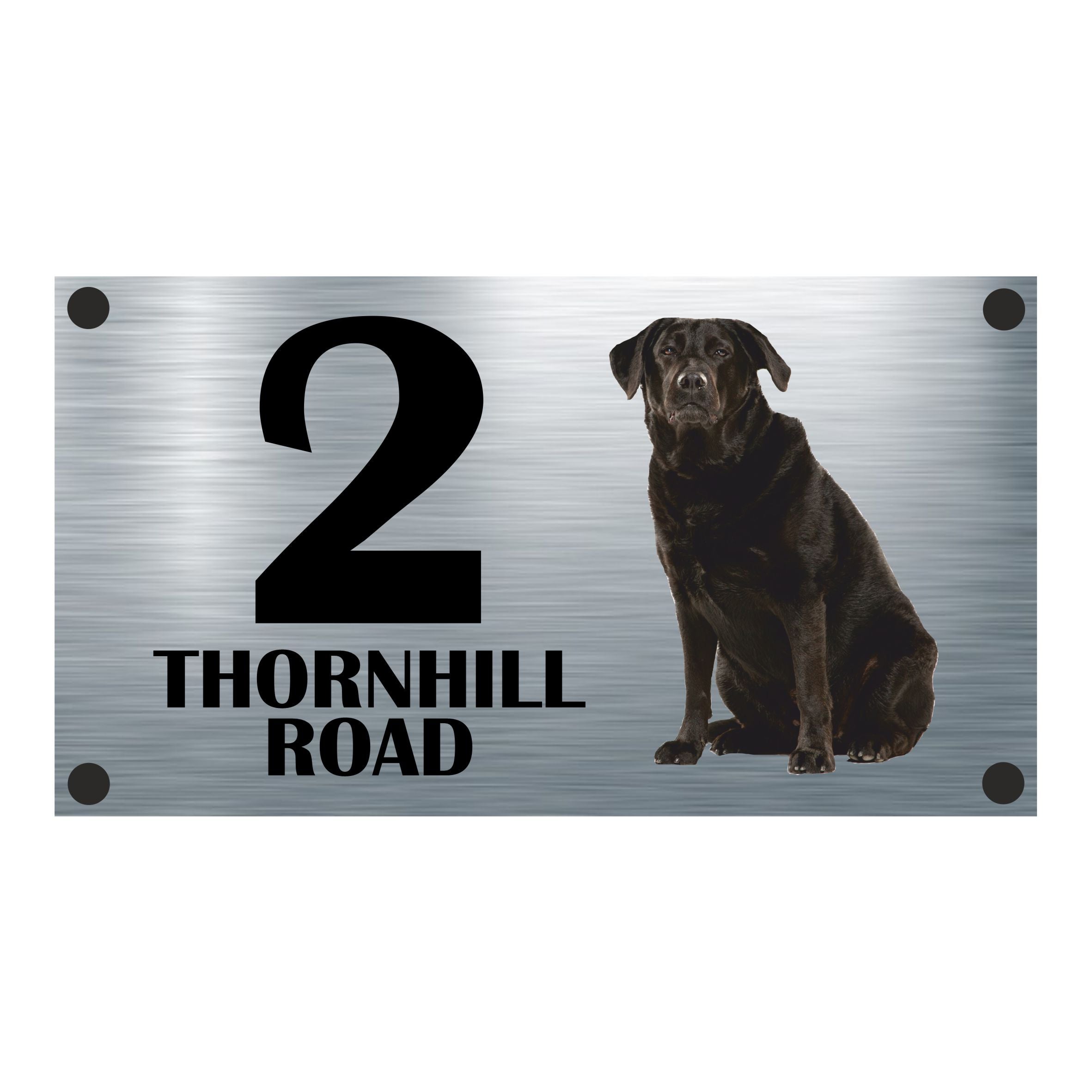 Dog Collection - Black Labrador Aluminium House Sign - Personalised
