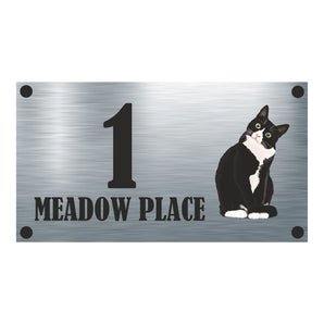 Cat Collection - Black & White Felix Cat Aluminium House - Personalised