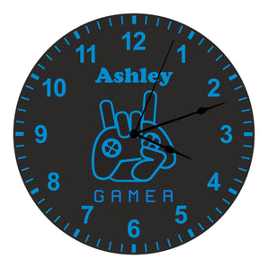 Blue Gamer Kids Silent Clock - Bespoke Personalised Special Gift