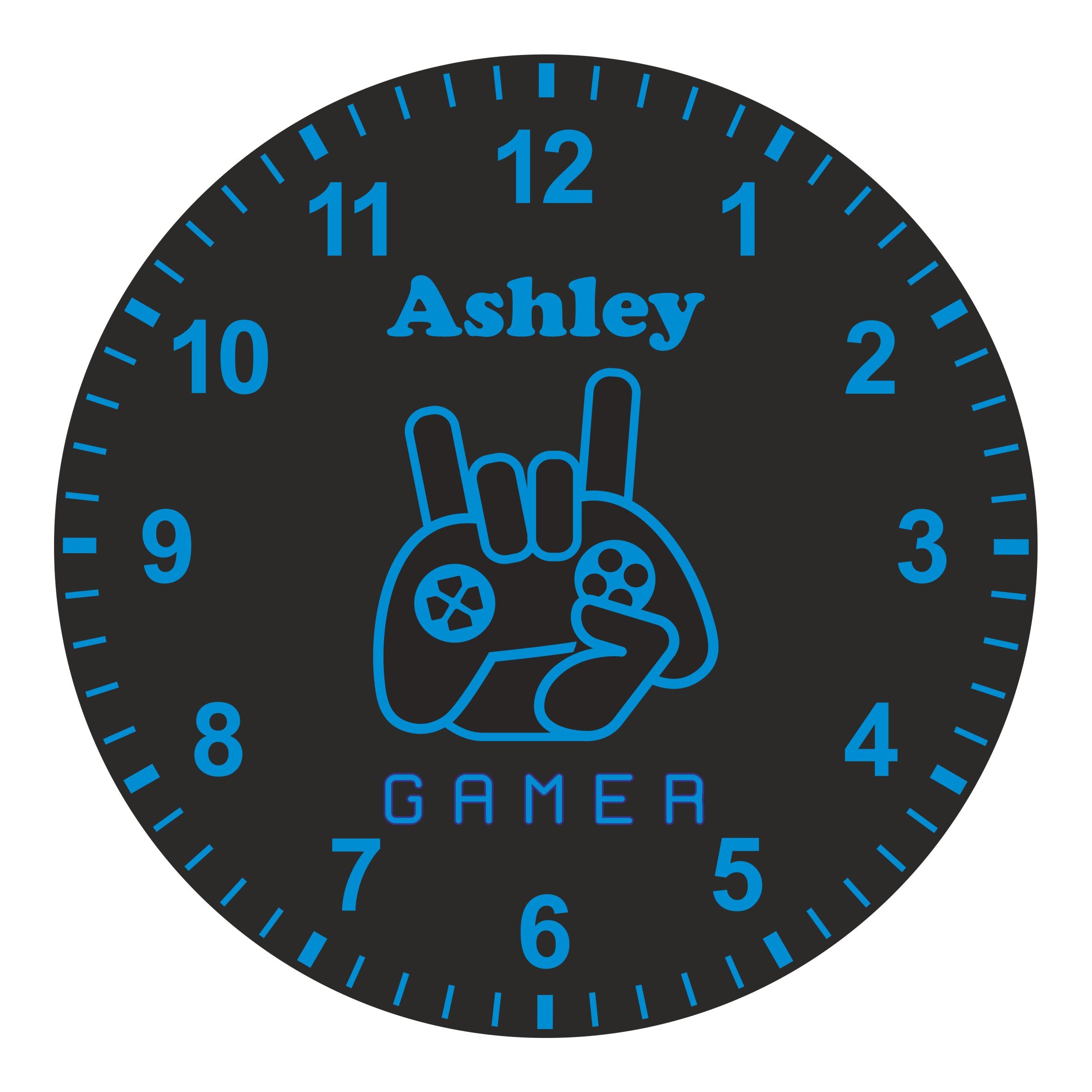 Blue Gamer Kids Silent Clock - Bespoke Personalised Special Gift