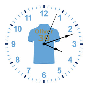 Blue Football Shirt Kids Silent Clock - Bespoke Personalised Special Gift