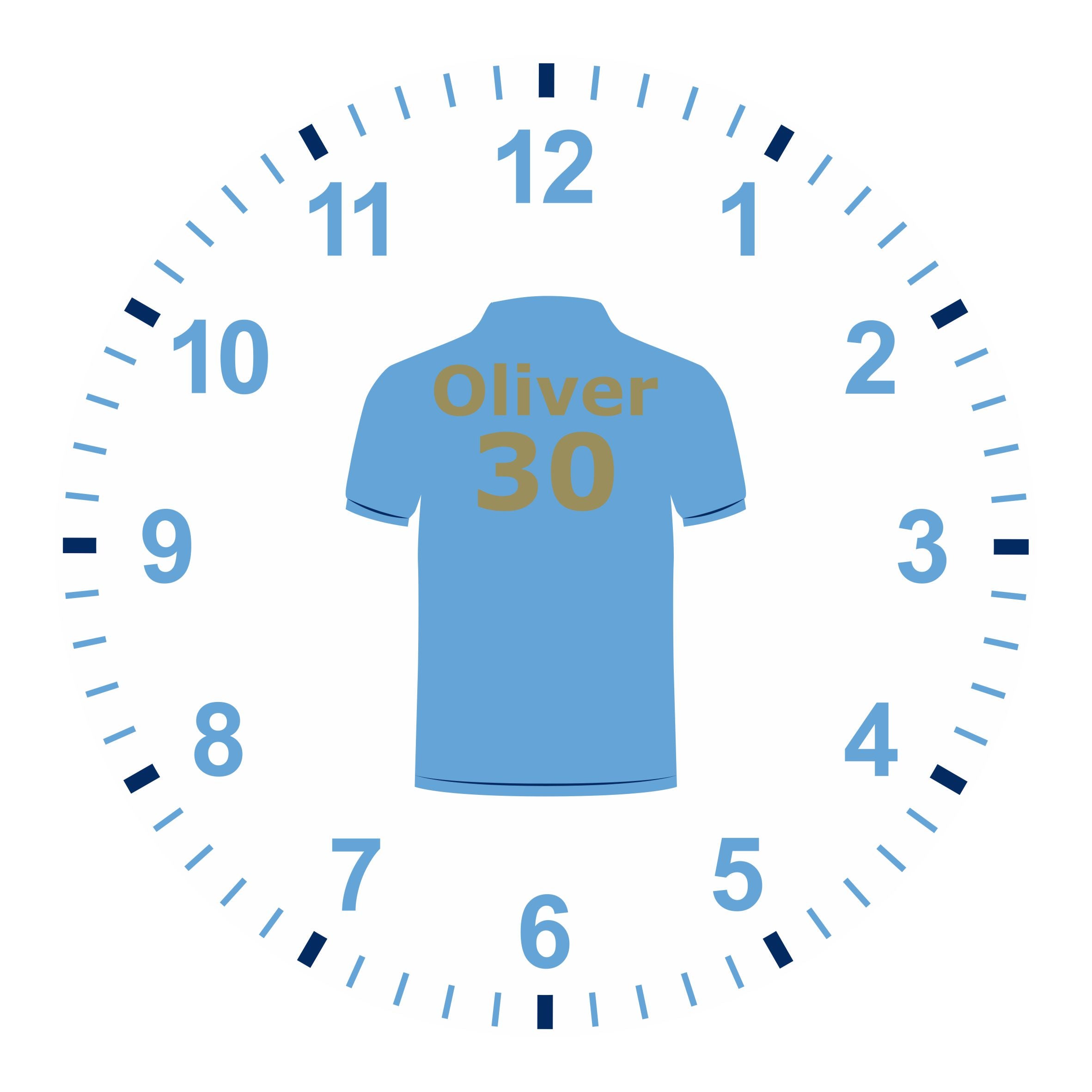 Blue Football Shirt Kids Silent Clock - Bespoke Personalised Special Gift