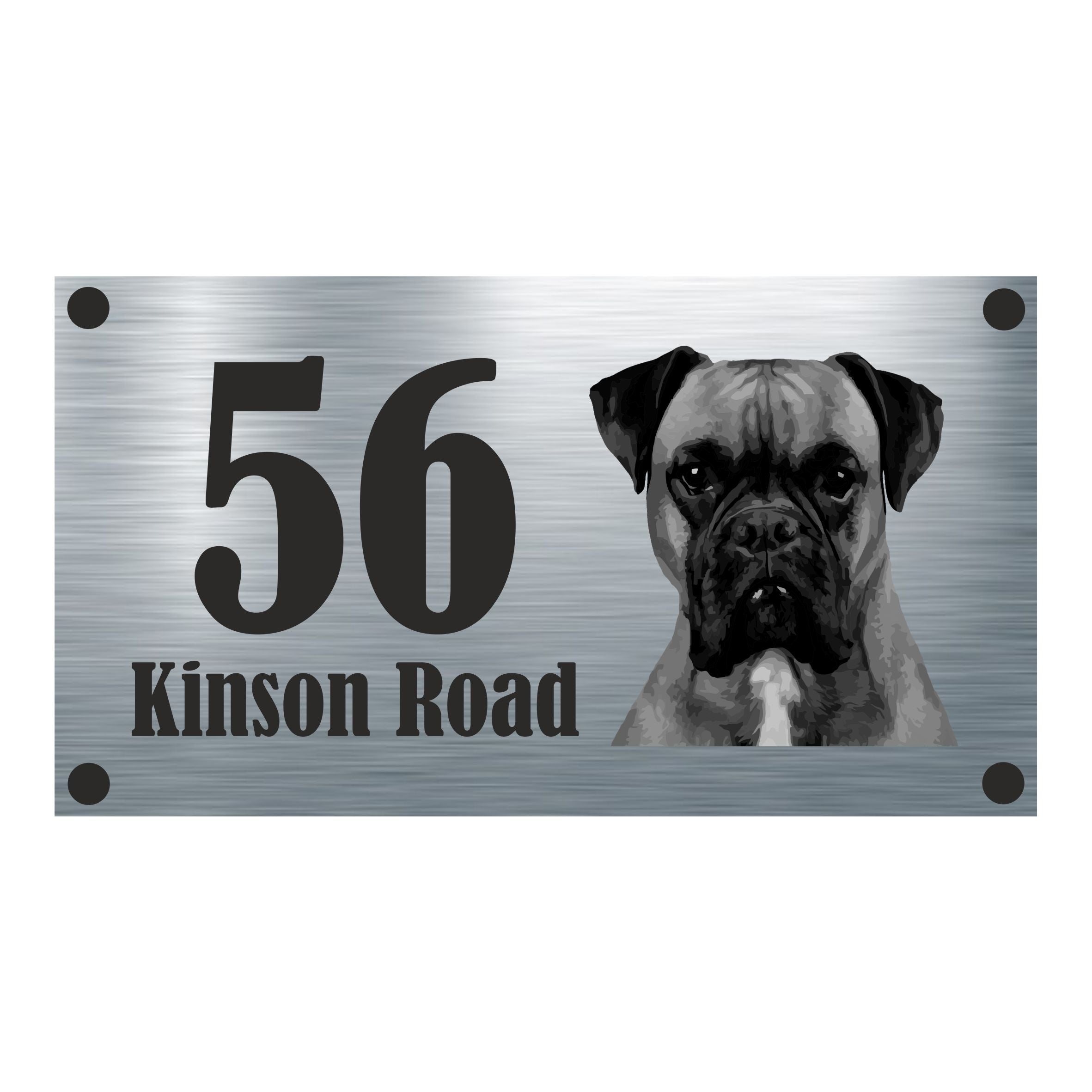 Dog Collection - Boxer Dog Aluminium House Sign - Personalised