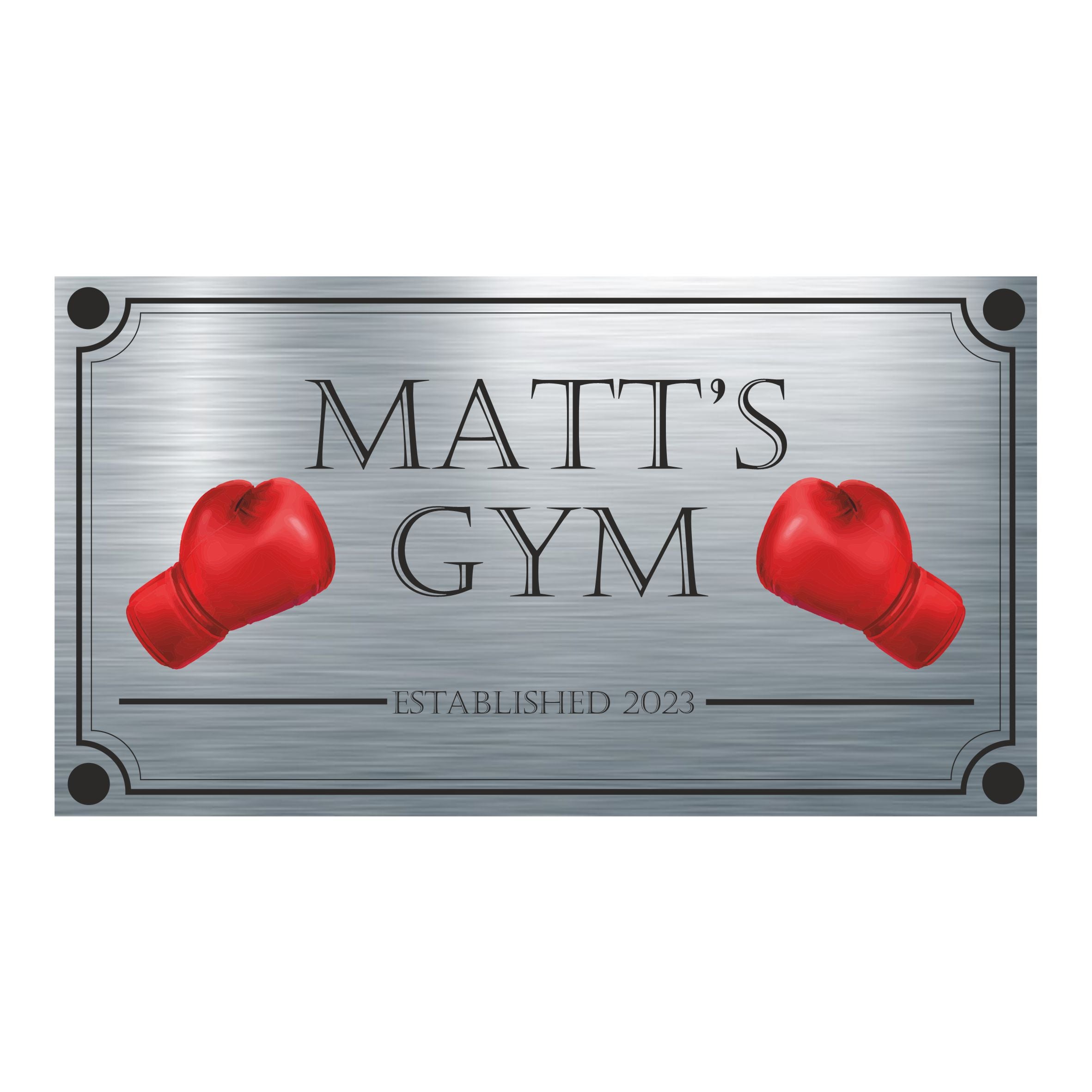 FUN - Boxing Gloves Gym Sign Personalised Plaque - With Any Name ( 11cm x 20cm )