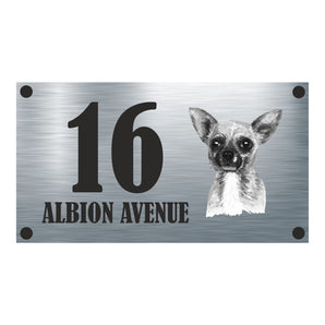 Dog Collection - Chihuahua Aluminium House Sign - Personalised