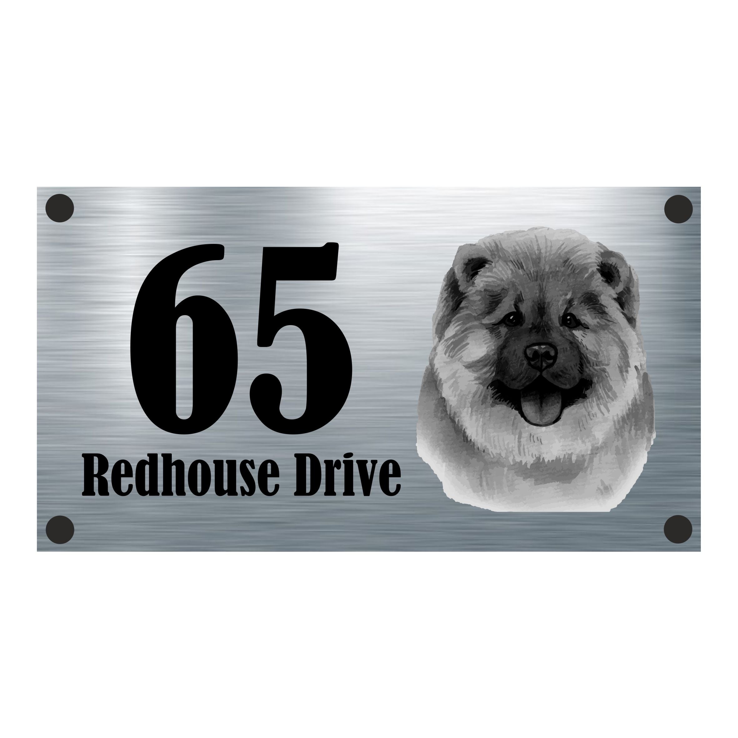 Dog Collection - Chow Chow Aluminium House Sign - Personalised